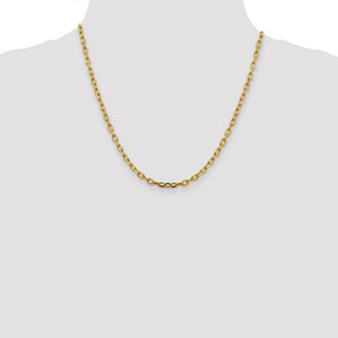 14K Semi-Solid Diamond-cut Open Link Cable with Lobster Clasp Chain (Style BC187-20)