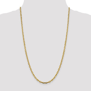 14K Semi-Solid Diamond-cut Open Link Cable with Lobster Clasp Chain (Style BC187-26)