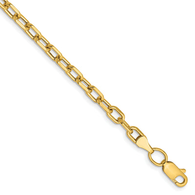 14K Semi-solid D/C Open Link Cable Chain, 7 x 3.7mm