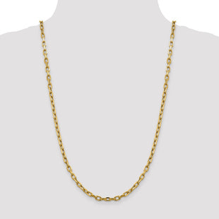 14K Semi-Solid Diamond-cut Open Link Cable with Lobster Clasp Chain (Style BC188-26)