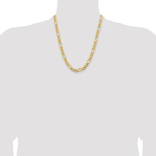 14K Semi-Solid Figaro with Lobster Clasp Chain (Style BC190-22)