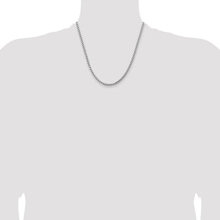 14K White Gold Semi-Solid Round Box with Lobster Clasp Chain (Style BC191-20)