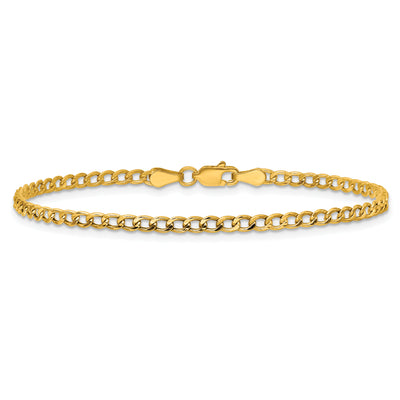 14K Semi-Solid Curb with Lobster Clasp Bracelet, 7 x 2.85mm