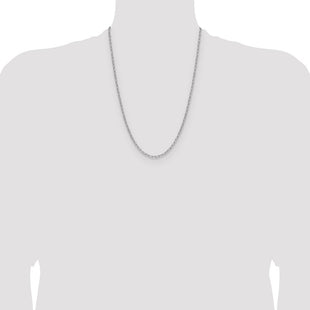 14k White Gold Semi-Solid Beveled Paperclip Chain (Style BC207W-24)