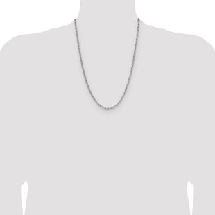 14k White Gold Semi-Solid Beveled Paperclip Chain (Style BC208W-24)