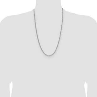 14k White Gold Semi-Solid Beveled Paperclip Chain (Style BC208W-26)