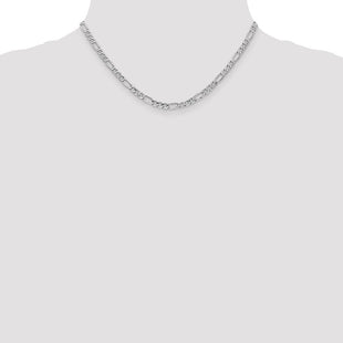 14K White Gold Semi-Solid Figaro with Lobster Clasp Chain (Style BC91-16)