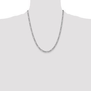 14K White Gold Semi-Solid Figaro with Lobster Clasp Chain (Style BC91-22)