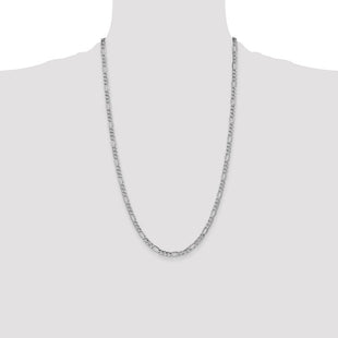 14K White Gold Semi-Solid Figaro with Lobster Clasp Chain (Style BC91-26)