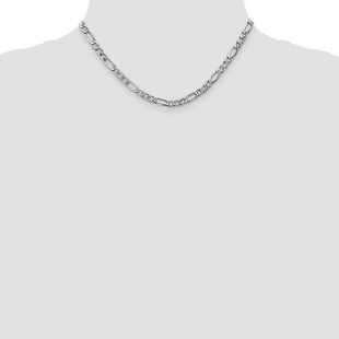 14K White Gold Semi-Solid Figaro with Lobster Clasp Chain (Style BC92-16)