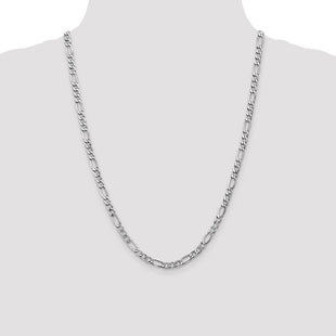 14K White Gold Semi-Solid Figaro with Lobster Clasp Chain (Style BC92-24)