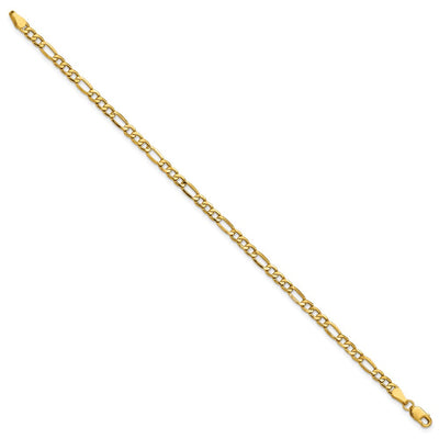 14K Semi-Solid Figaro with Lobster Clasp Bracelet, 7 x 3.5mm