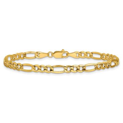 14K Semi-Solid Figaro with Lobster Clasp Bracelet, 7 x 4.2mm