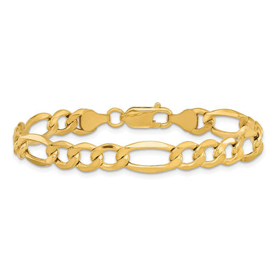 14K Semi-Solid Figaro with Lobster Clasp Bracelet, 7 x 7.3mm