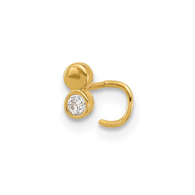 14K 22 Gauge Double Circle CZ Nose Ring Body Jewelry