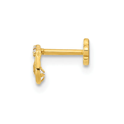 14K 18 Gauge Music Note and CZ Cartilage Body Jewelry