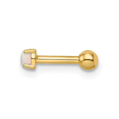 14K 16 Gauge Created Opal Labret Stud