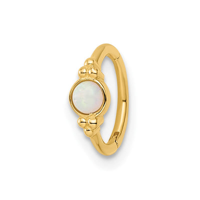14K 18 Gauge Created Opal Cartilage Ring
