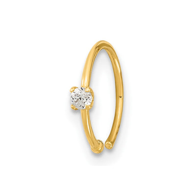 14K 20 Gauge CZ Hoop Nose Ring Body Jewelry