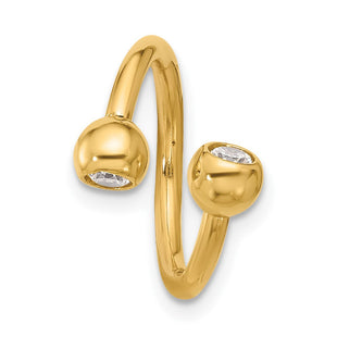 14k 14 Gauge Polished CZ Cartilage Ring (Style BD276)