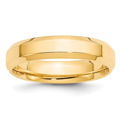 14K Yellow Gold Beveled Edge Comfort Fit Wedding Band