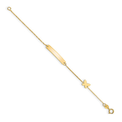 14K Polished 5.5in Butterfly ID Bracelet