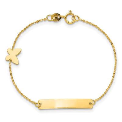 14K Polished 5.5in Butterfly ID Bracelet
