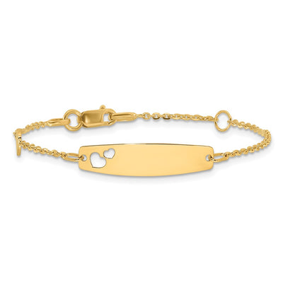 14K Polished Heart and Cut-out Heart Plate Baby/Child ID Bracelet