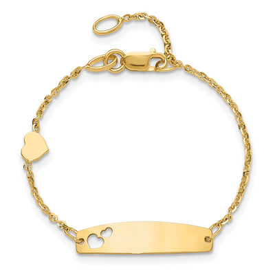 14K Polished Heart and Cut-out Heart Plate Baby/Child ID Bracelet