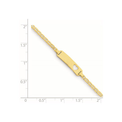 14K Polished Solid Chain/Solid Plate Anchor Link Cut-out Heart 21.5x4.8mm Plate Baby/Child ID Bracelet