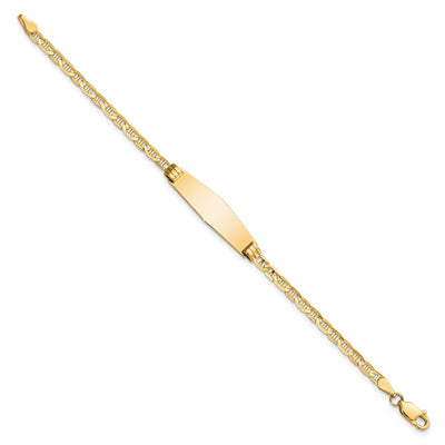 14K Polished Solid Chain/Solid Plate Anchor Link Soft Diamond Shape 26x7.5mm Plate Baby/Child ID Bracelet