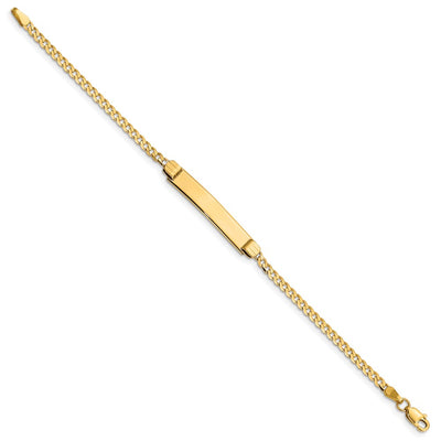 14K Polished Solid Chain/Solid Plate Curb Link Plate Baby/Child ID Bracelet