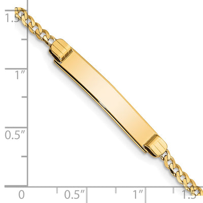 14K Polished Solid Chain/Solid Plate Curb Link Plate Baby/Child ID Bracelet