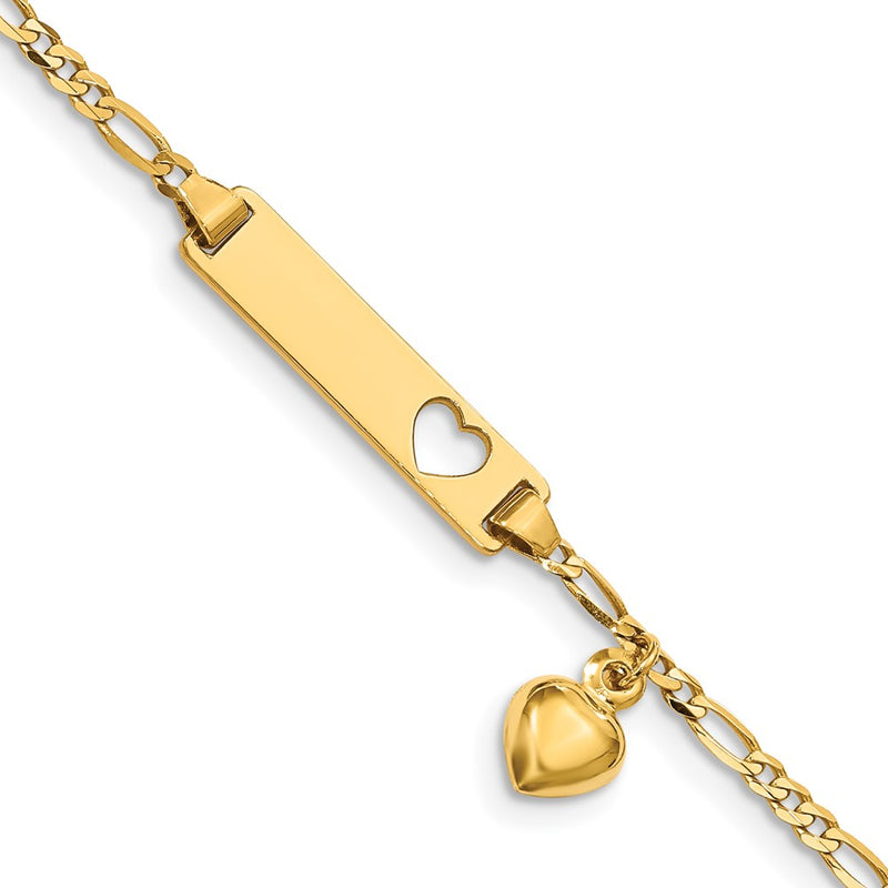 14K gold figaro link plate ID bracelet