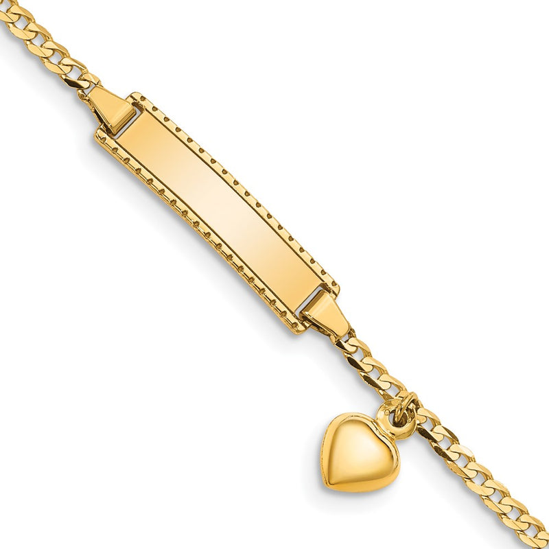 14K gold curb link plate ID bracelet