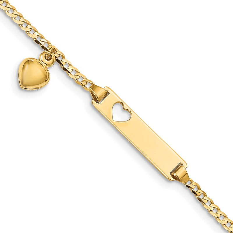 14K gold curb link plate ID bracelet