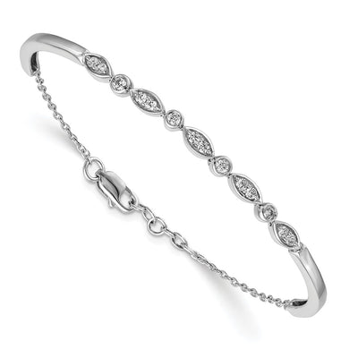 14K White Gold Complete 1/2 carat Diamond Half-Bangle Bracelet with Extender