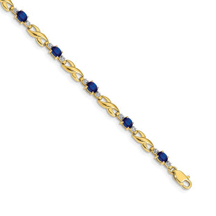 14k Complete Diamond and Oval Sapphire Infinity Link 7. Bracelet (Style BM4477-SA-001-YA)