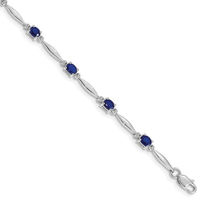 14k White Gold Complete Diamond and Oval Sapphire 7. Bracelet (Style BM4484-SA-001-WA)