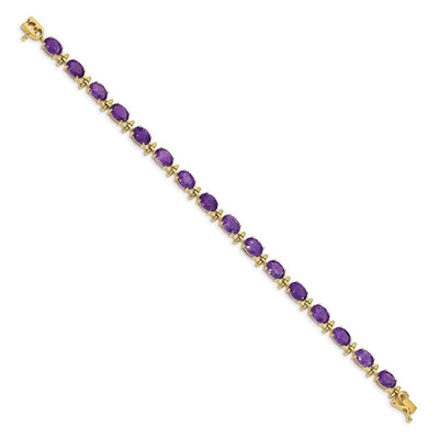 14K Complete Oval Amethyst Bracelet, 7 x 5mm