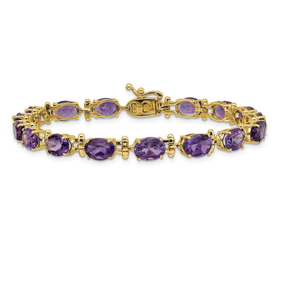 14K Complete Oval Amethyst Bracelet, 7 x 5mm