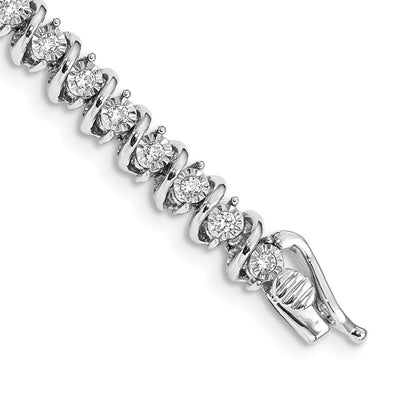 14K White Gold Complete 1 carat Diamond S-link Tennis Bracelet