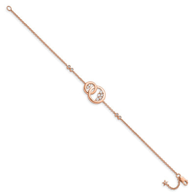 14K Rose Gold Complete 1/3 carat Diamond Double Circle with Star Dangle Bracelet