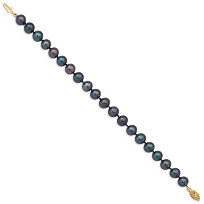 14K Black Near-Round Freshwater Cultured Pearl Bracelet