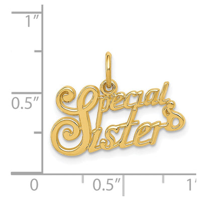 14K Special Sister Charm, 15 x 21mm