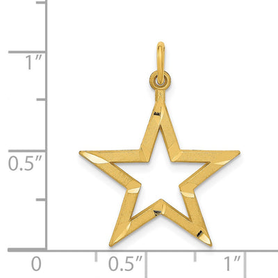 14K Diamond-cut Star Charm, 27 x 20mm
