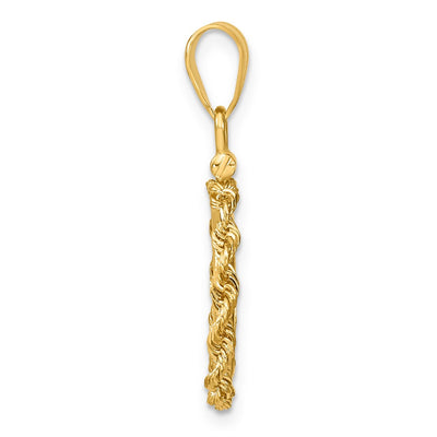 Wideband Distinguished Coin Jewelry 14K Polished Rope x Screw Top Coin Bezel Pendant, 29.5 x 18mm