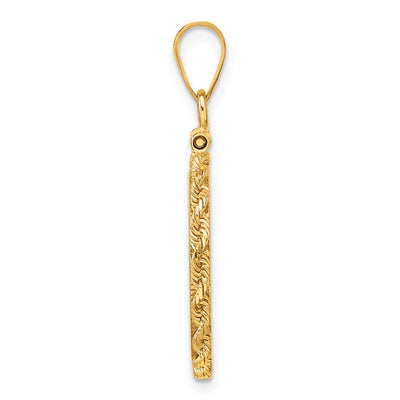 Wideband Distinguished Coin Jewelry 14K Polished Rope x Screw Top Coin Bezel Pendant, 32.55 x 21.2mm