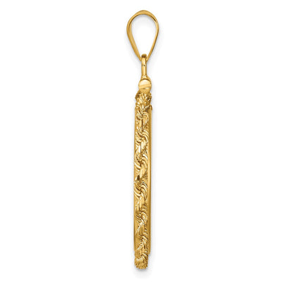 Wideband Distinguished Coin Jewelry 14K Polished Rope x Screw Top Coin Bezel Pendant, 37.5 x 25.85mm