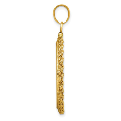 Wideband Distinguished Coin Jewelry 14K Polished Rope x Screw Top Coin Bezel Pendant, 43.5 x 31.1mm